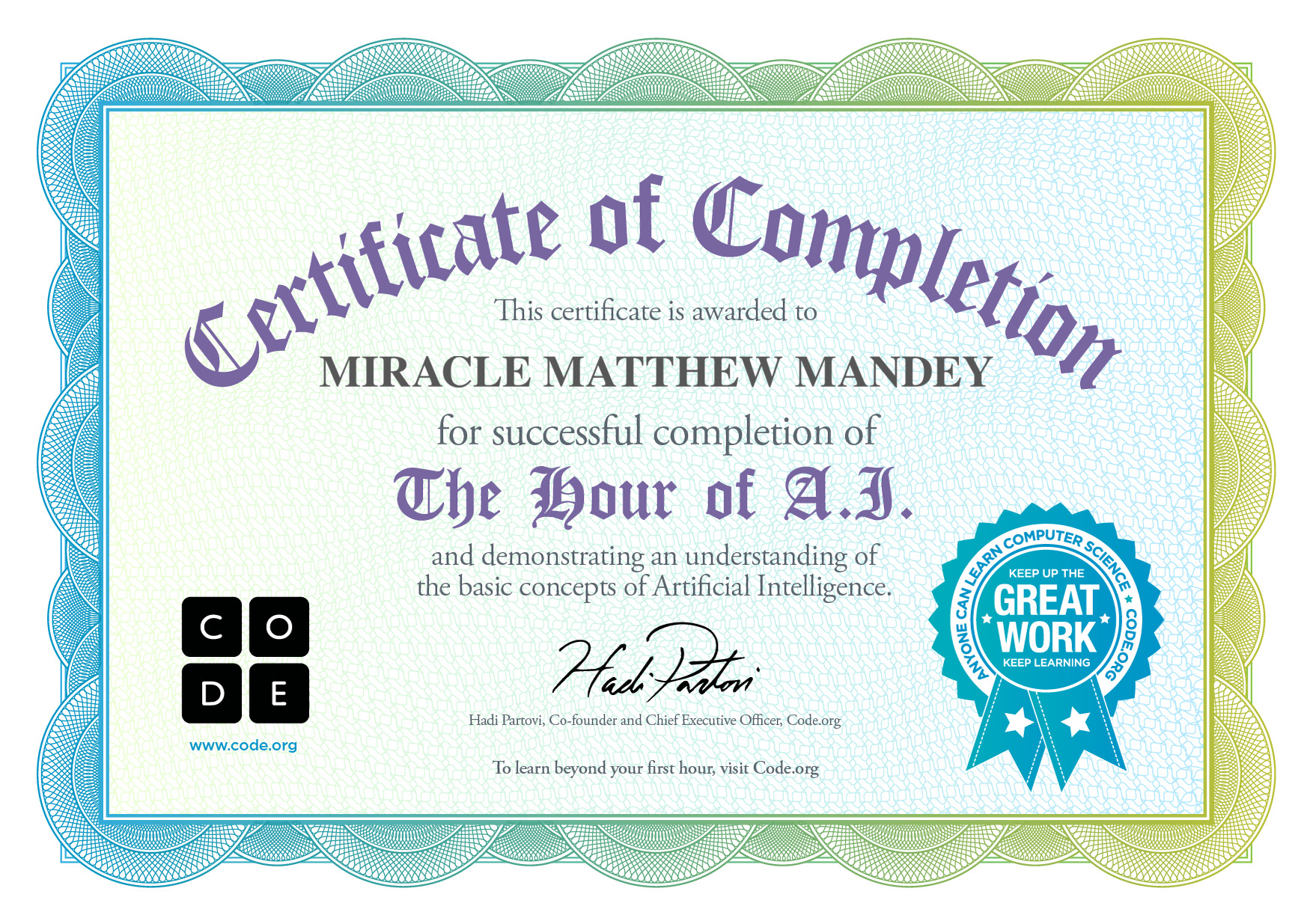 Code.org Certificate