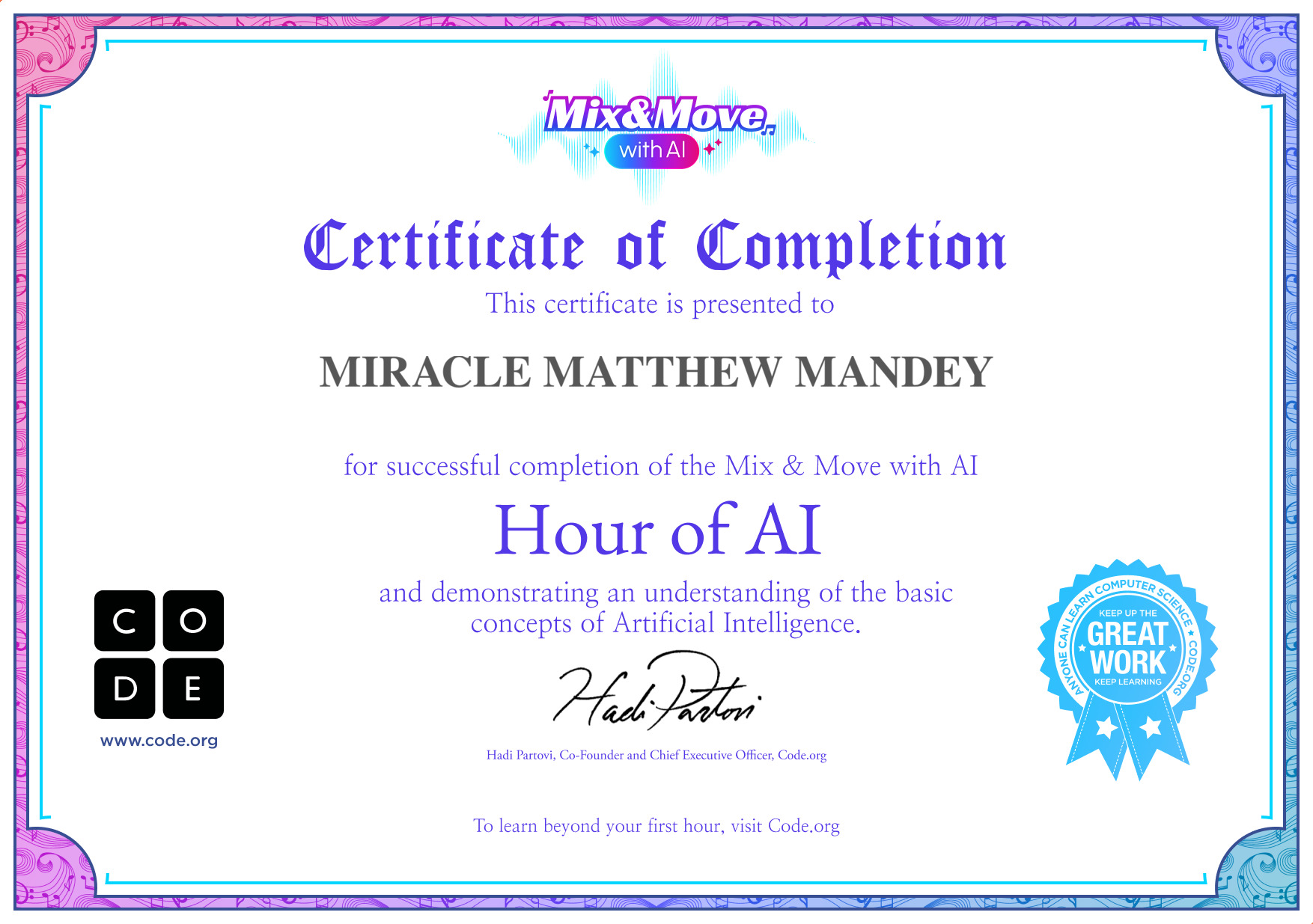 Code.org Certificate